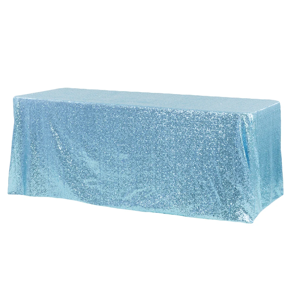 Glitz Sequin 90"x132" Rectangular Tablecloth - Baby Blue