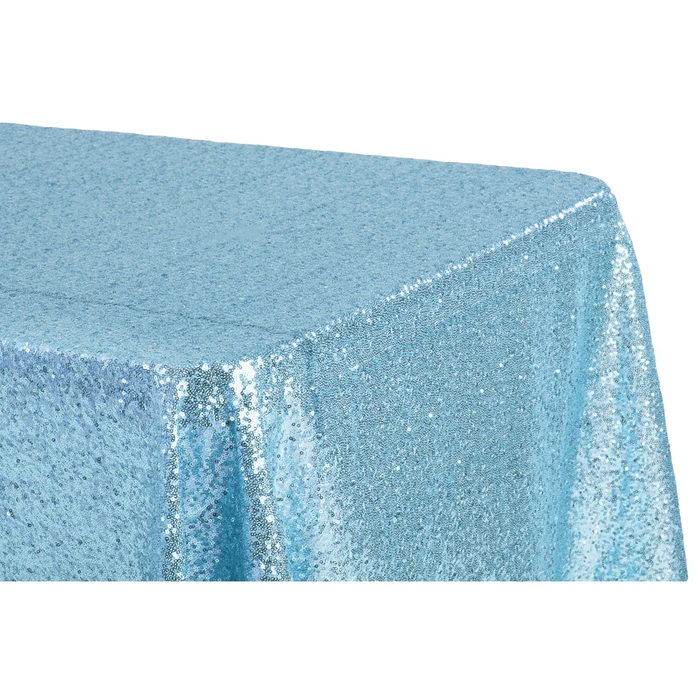 Glitz Sequin 90"x132" Rectangular Tablecloth - Baby Blue - Image 2