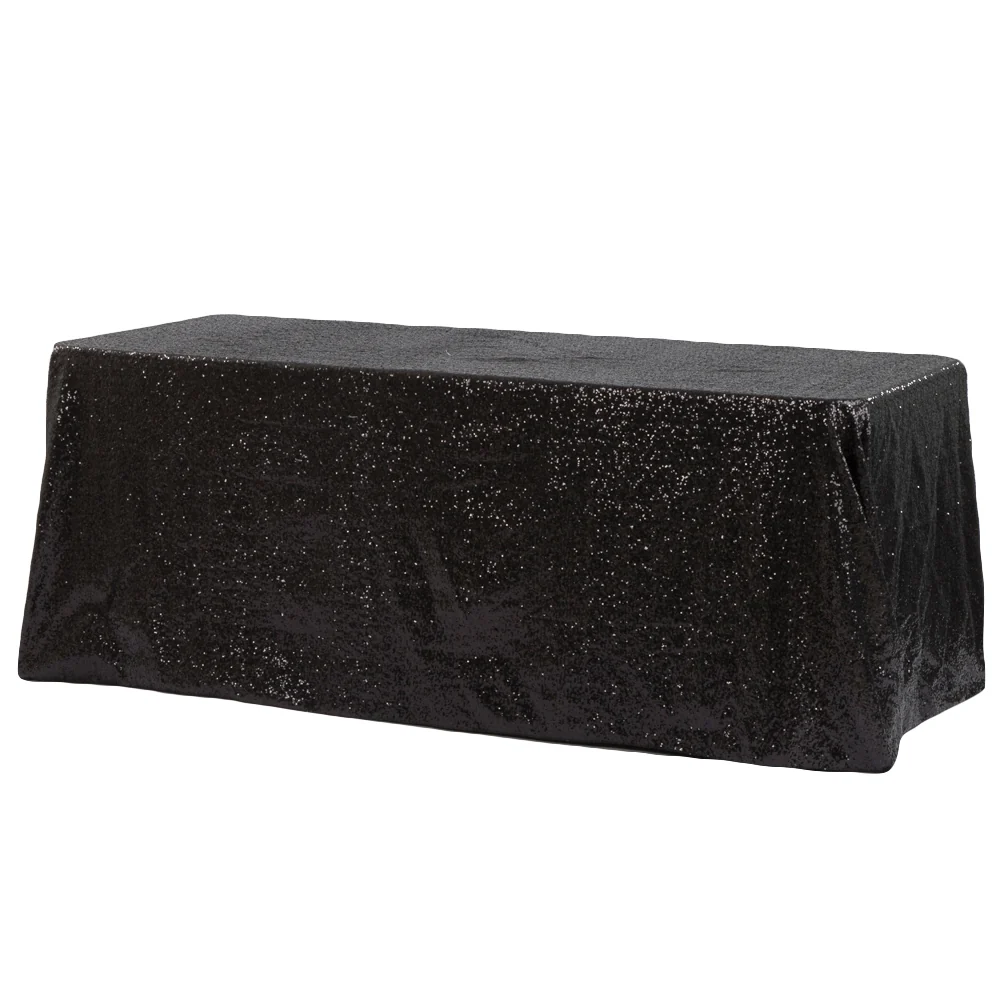 Glitz Sequin 90"x132" Rectangular Tablecloth - Black
