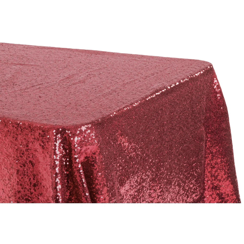 Glitz Sequin 90"x132" Rectangular Tablecloth - Burgundy - Image 2