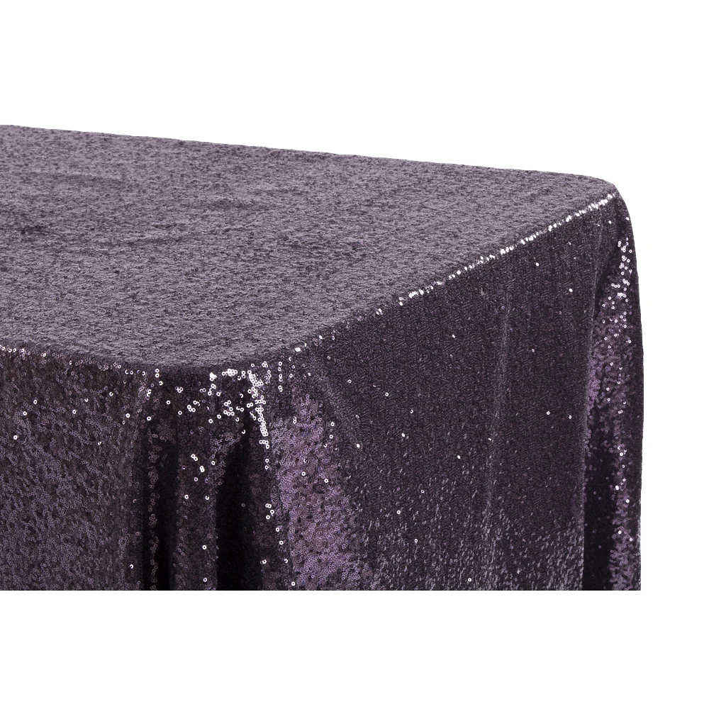 Glitz Sequin 90"x132" Rectangular Tablecloth - Eggplant/Plum - Image 2