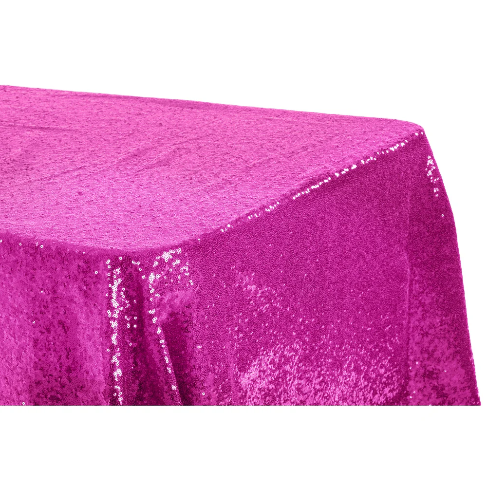 Glitz Sequin 90"x132" Rectangular Tablecloth - Fuchsia - Image 2