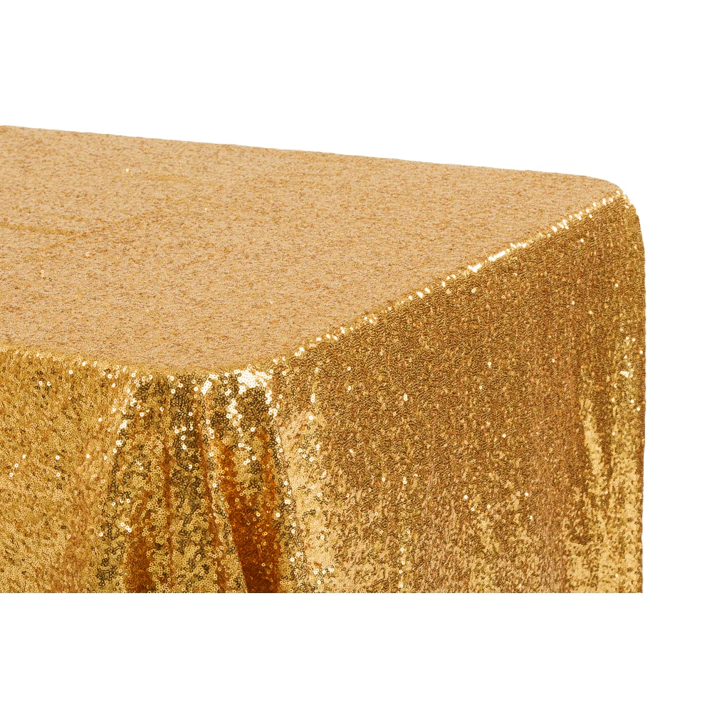 Glitz Sequin 90"x132" Rectangular Tablecloth - Gold - Image 2