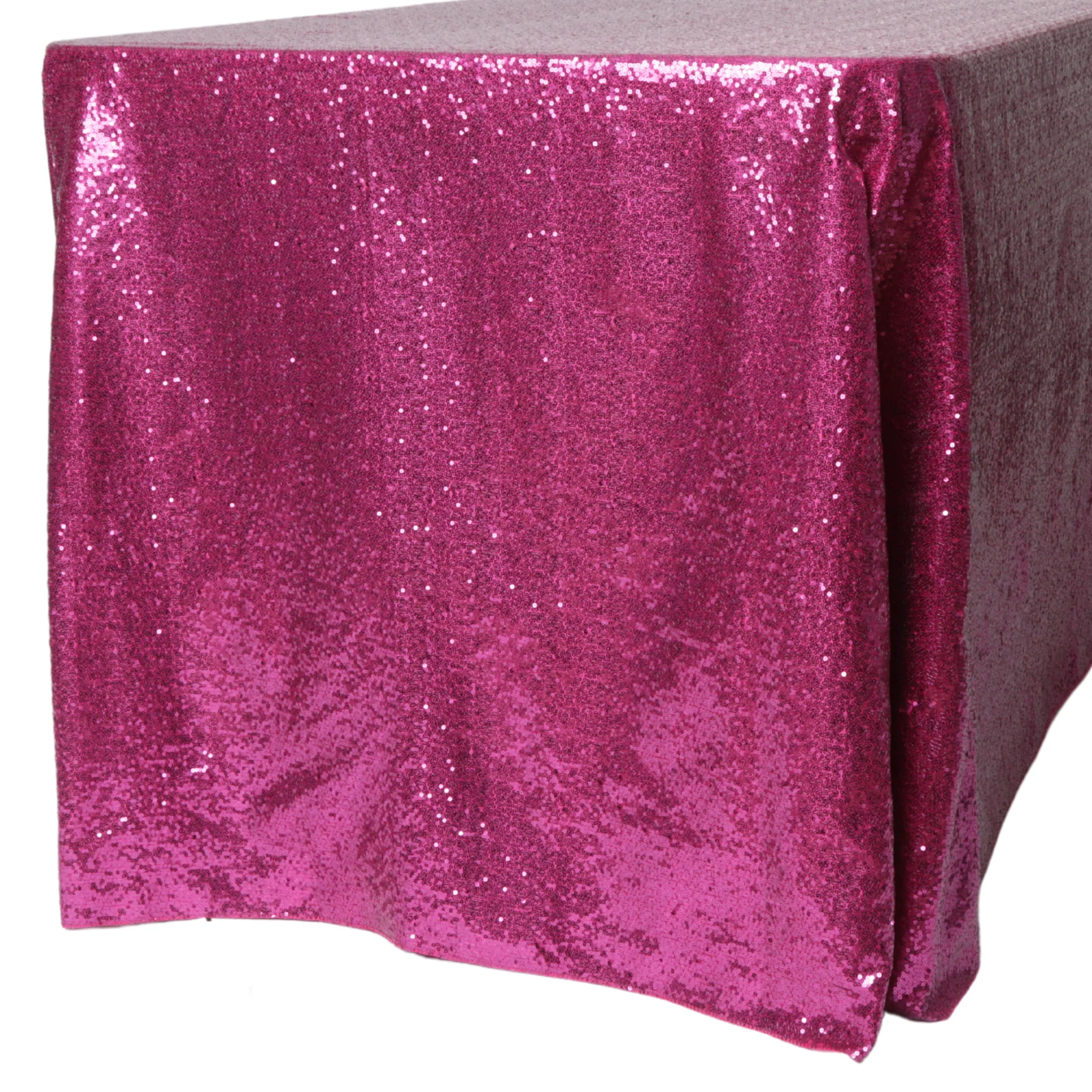 Glitz Sequin 90"x132" Rectangular Tablecloth - Magenta - Image 4