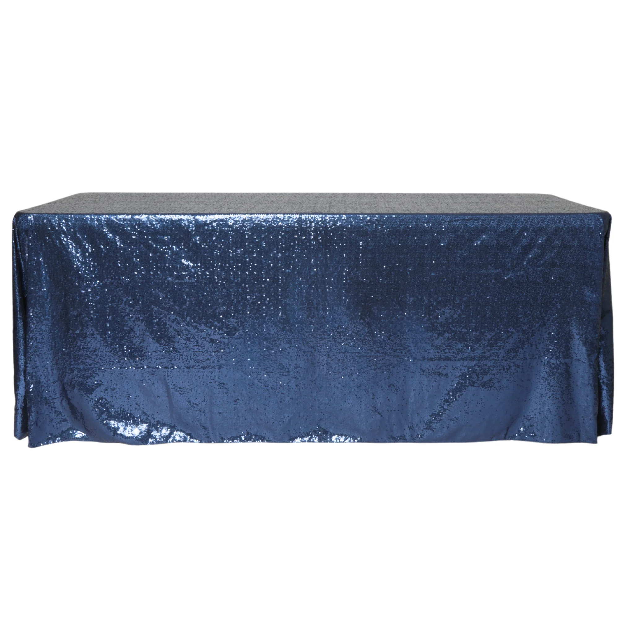 Glitz Sequin 90"x132" Rectangular Tablecloth - Navy Blue (New Tone) - Image 3