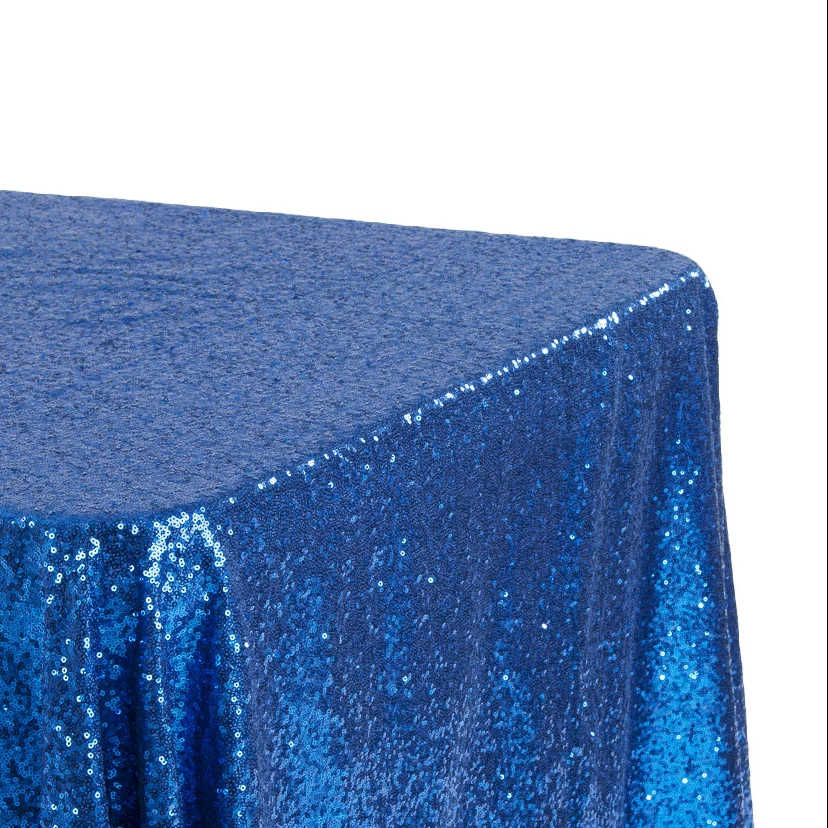 Glitz Sequin 90"x132" Rectangular Tablecloth - Royal Blue - Image 2