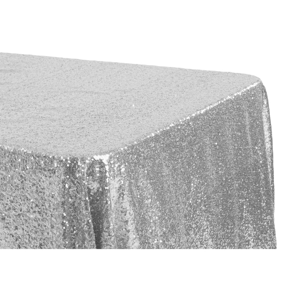 Glitz Sequin 90"x132" Rectangular Tablecloth - Silver - Image 2