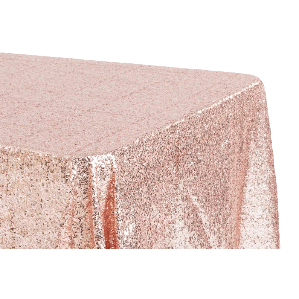 Glitz Sequin 90"x156" Rectangular Tablecloth - Blush/Rose Gold - Image 2