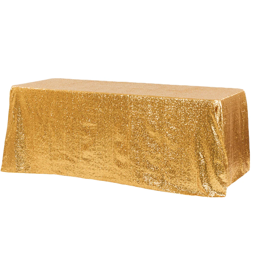 Glitz Sequin 90"x156" Rectangular Tablecloth - Gold