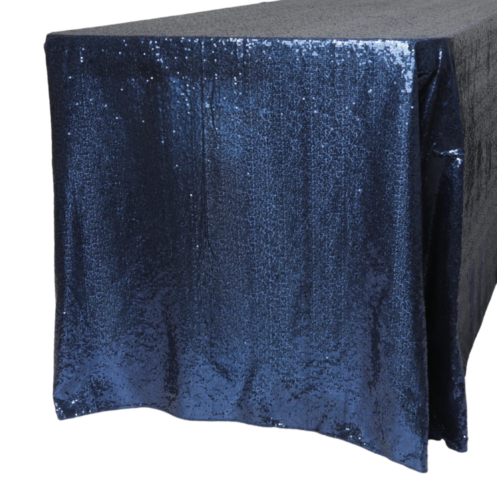 Glitz Sequin 90"x156" Rectangular Tablecloth - Navy Blue (New Tone) - Image 5