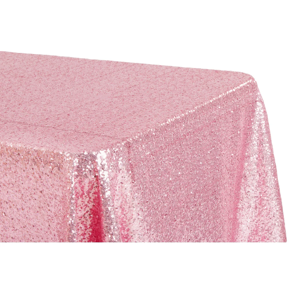Glitz Sequin 90"x156" Rectangular Tablecloth - Pink - Image 2