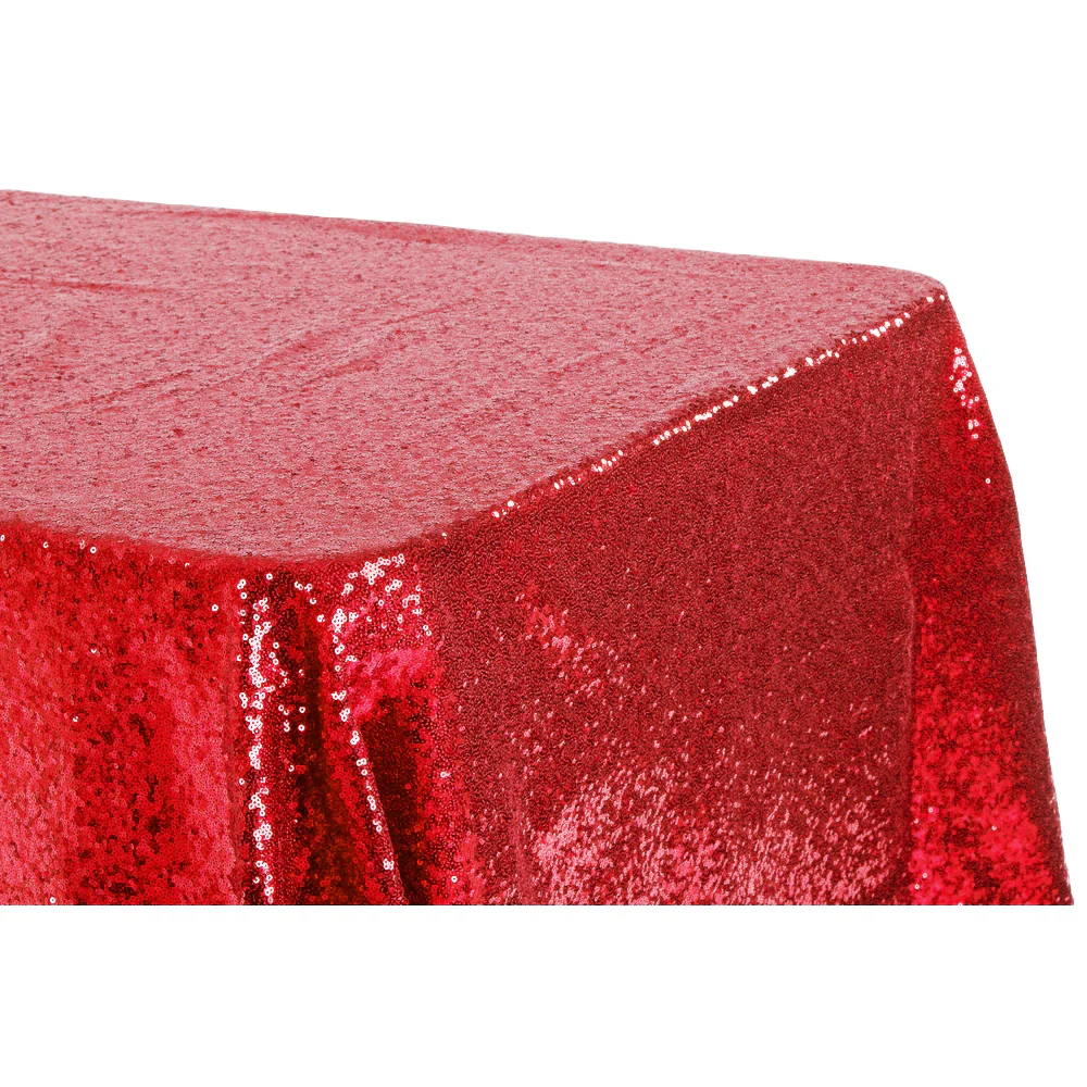 Glitz Sequin 90"x156" Rectangular Tablecloth - Red - Image 2