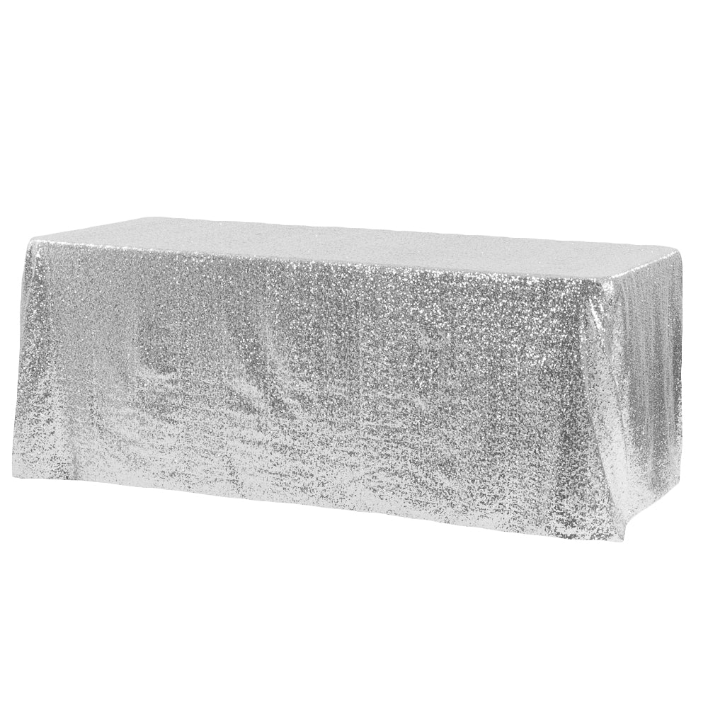 Glitz Sequin 90"x156" Rectangular Tablecloth - Silver