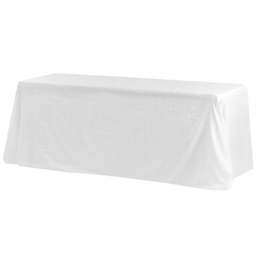 Glitz Sequin 90"x156" Rectangular Tablecloth - White - Image 3