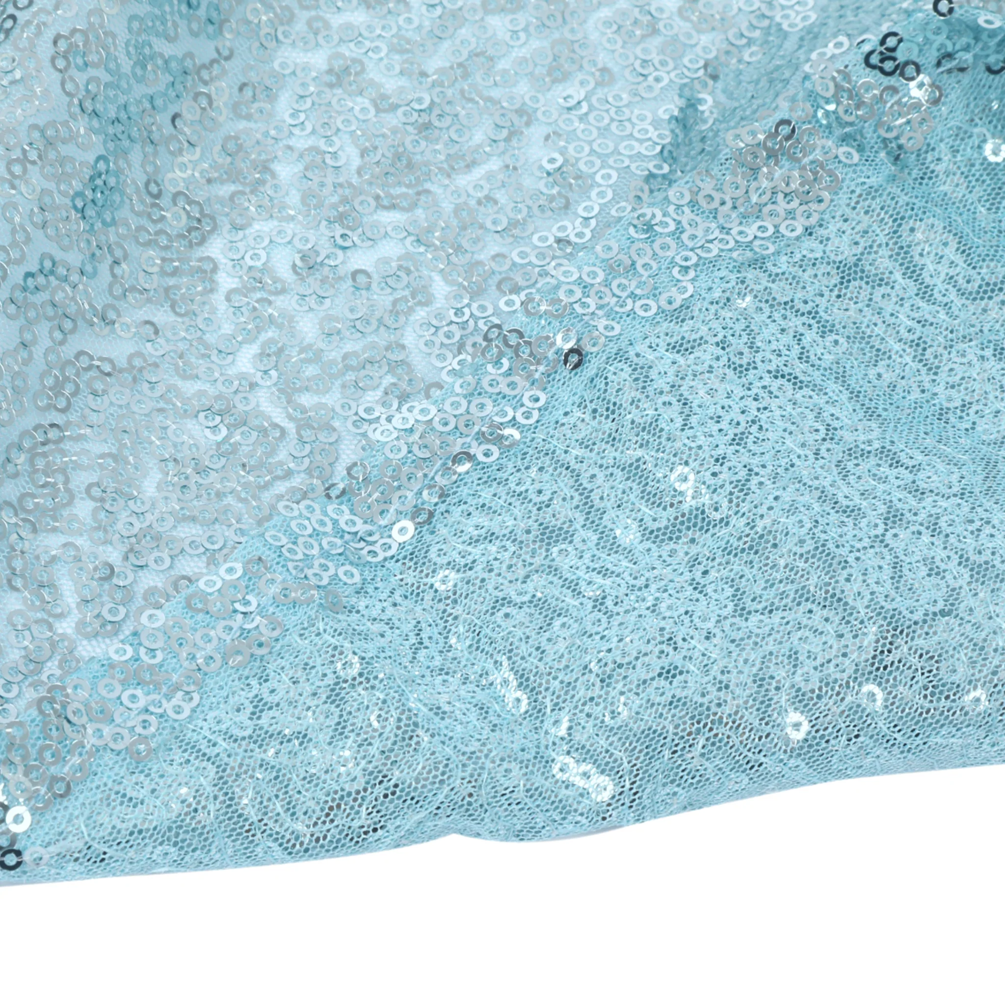 Glitz Sequin Mesh Net 14ft H x 52" W Drape/Backdrop panel - Baby Blue - Image 2