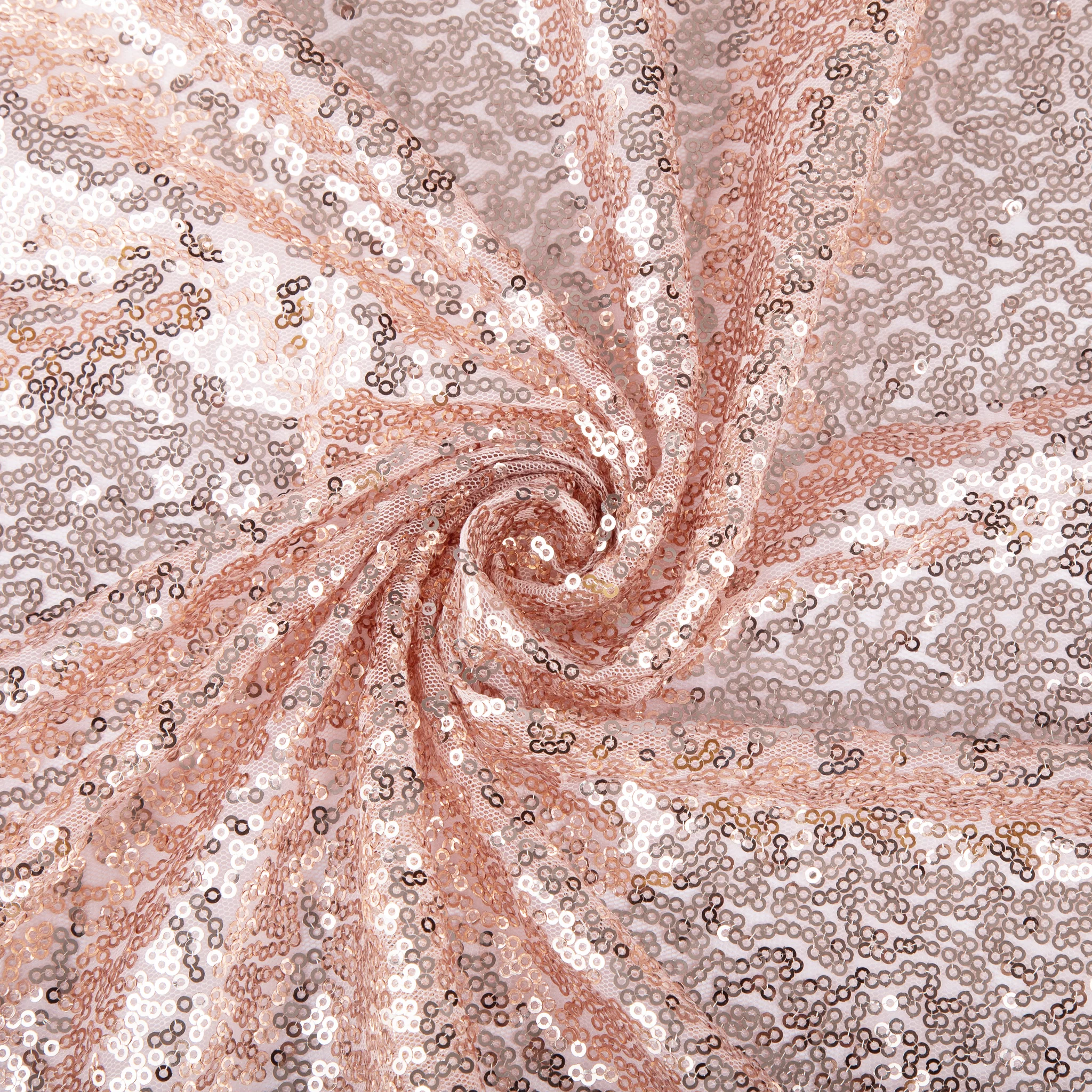 Glitz Sequin Mesh Net Fabric Roll Bolt 54"x10 yards - Blush/Rose Gold