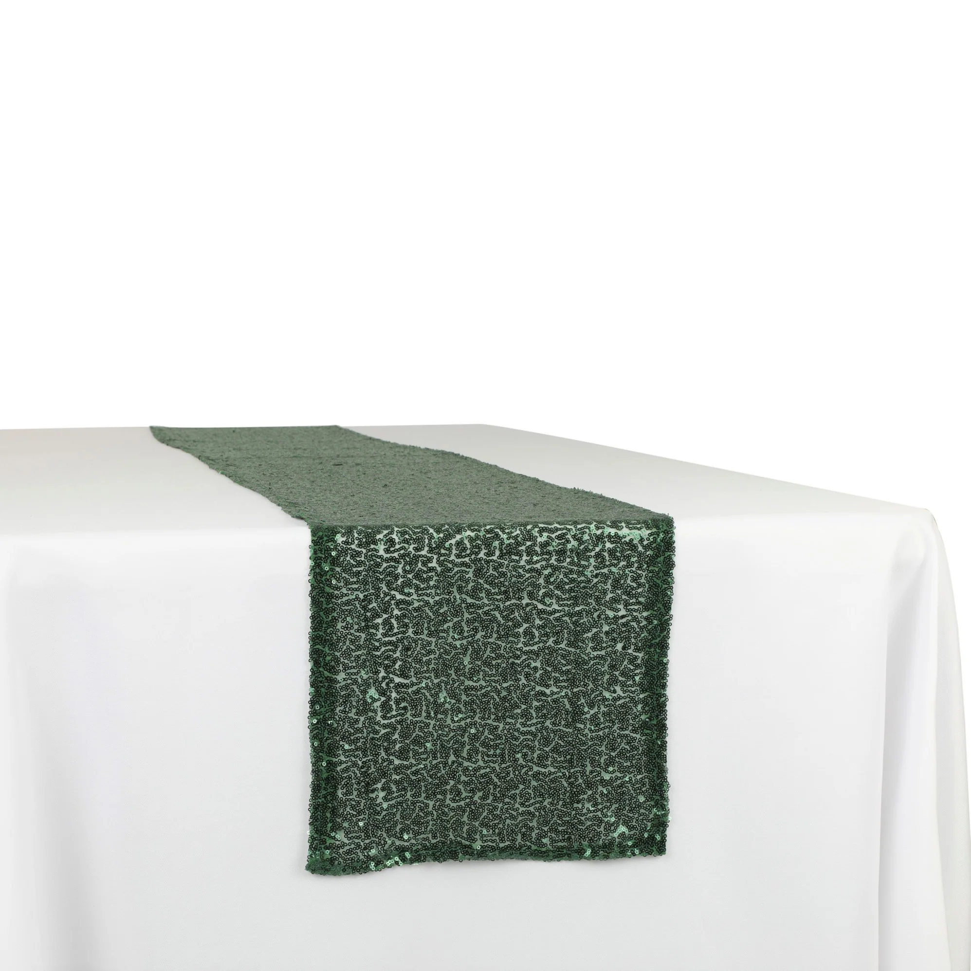 Glitz Sequin Mesh Net Table Runner 12"x108" - Emerald Green - Image 2