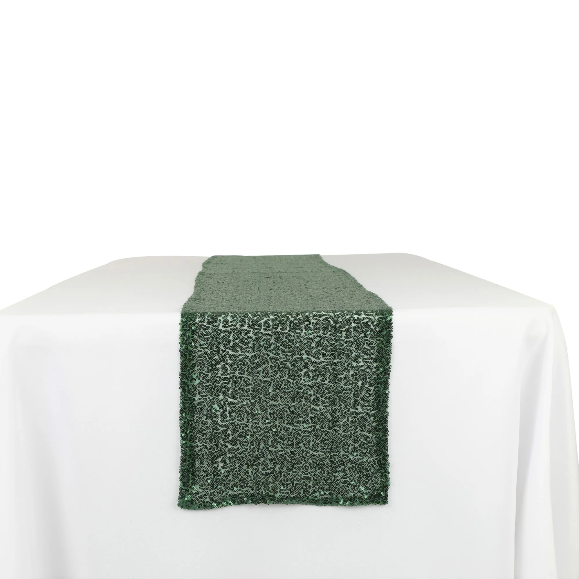 Glitz Sequin Mesh Net Table Runner 12"x108" - Emerald Green - Image 5