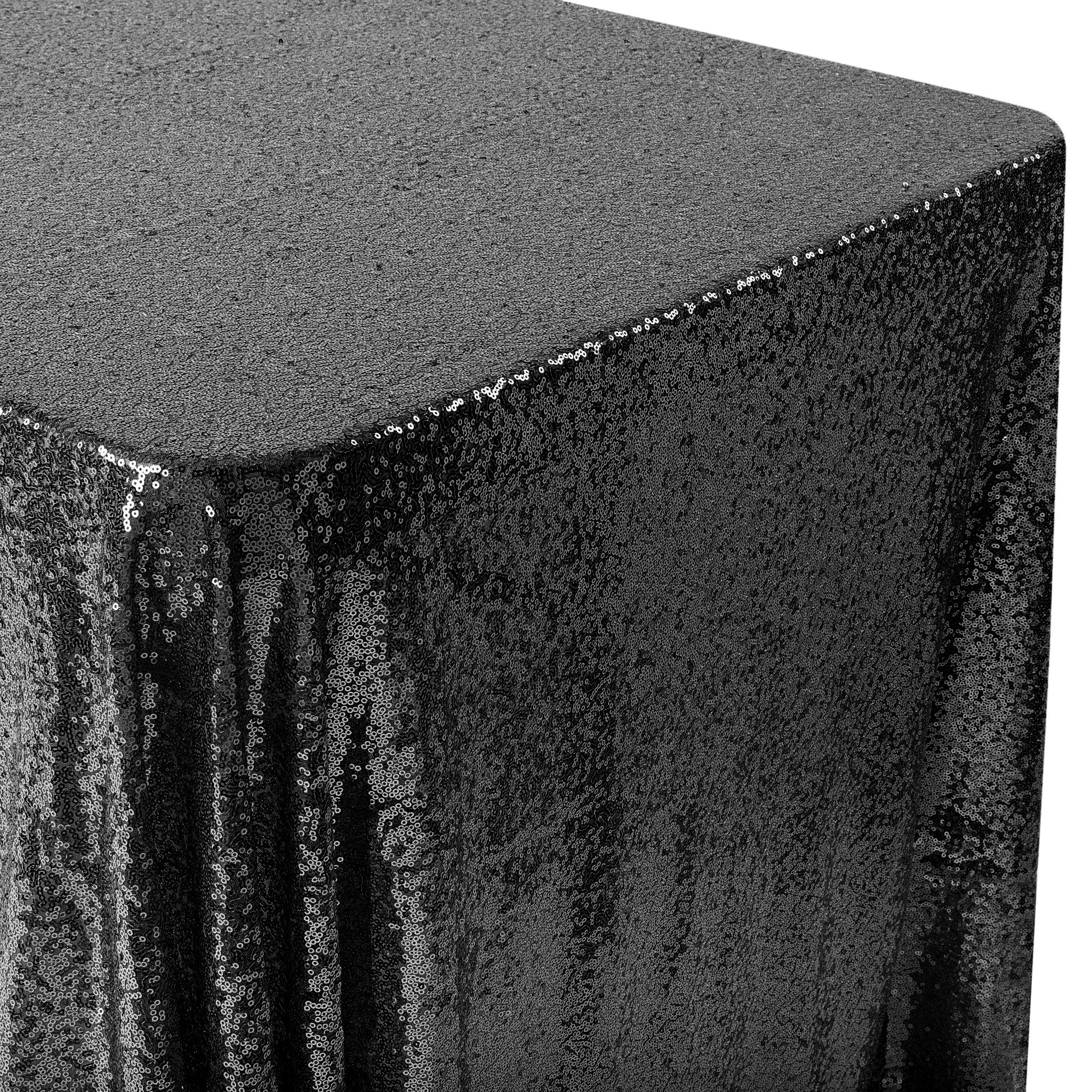 Glitz Sequin Mesh Net Tablecloth 90"x132" Rectangular - Black - Image 3