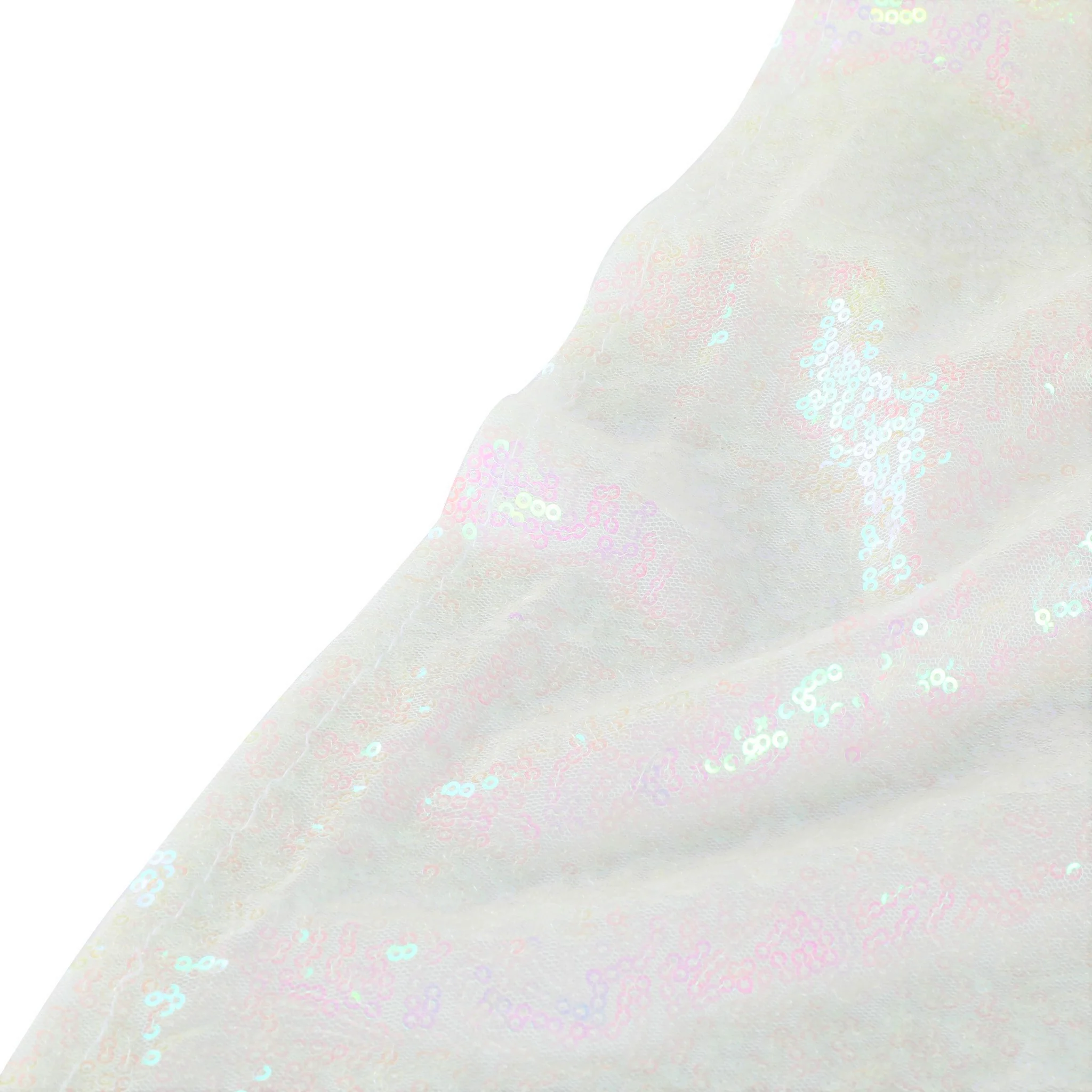 Glitz Sequin Mesh Net Tablecloth  90"x132" Rectangular -  Iridescent White - Image 5