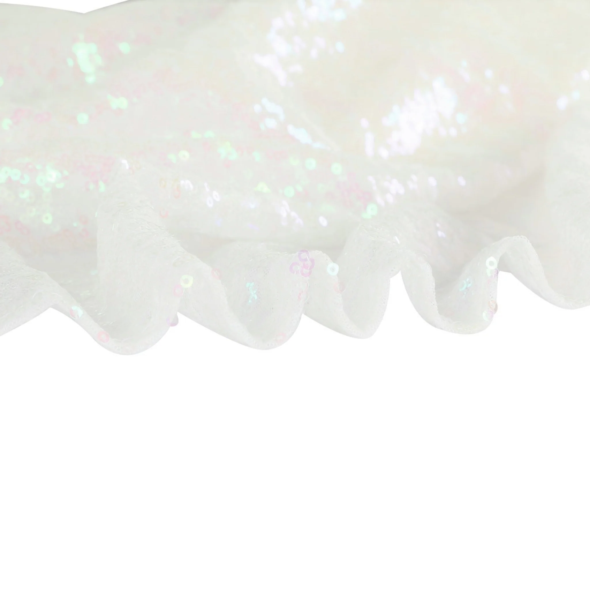 Glitz Sequin Mesh Net Tablecloth  90"x132" Rectangular -  Iridescent White - Image 8