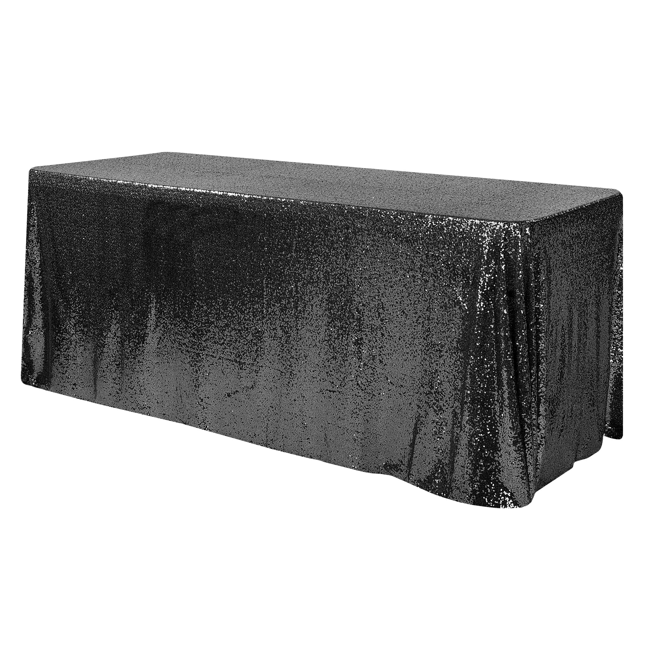 Glitz Sequin Mesh Net Tablecloth 90"x156" Rectangular - Black