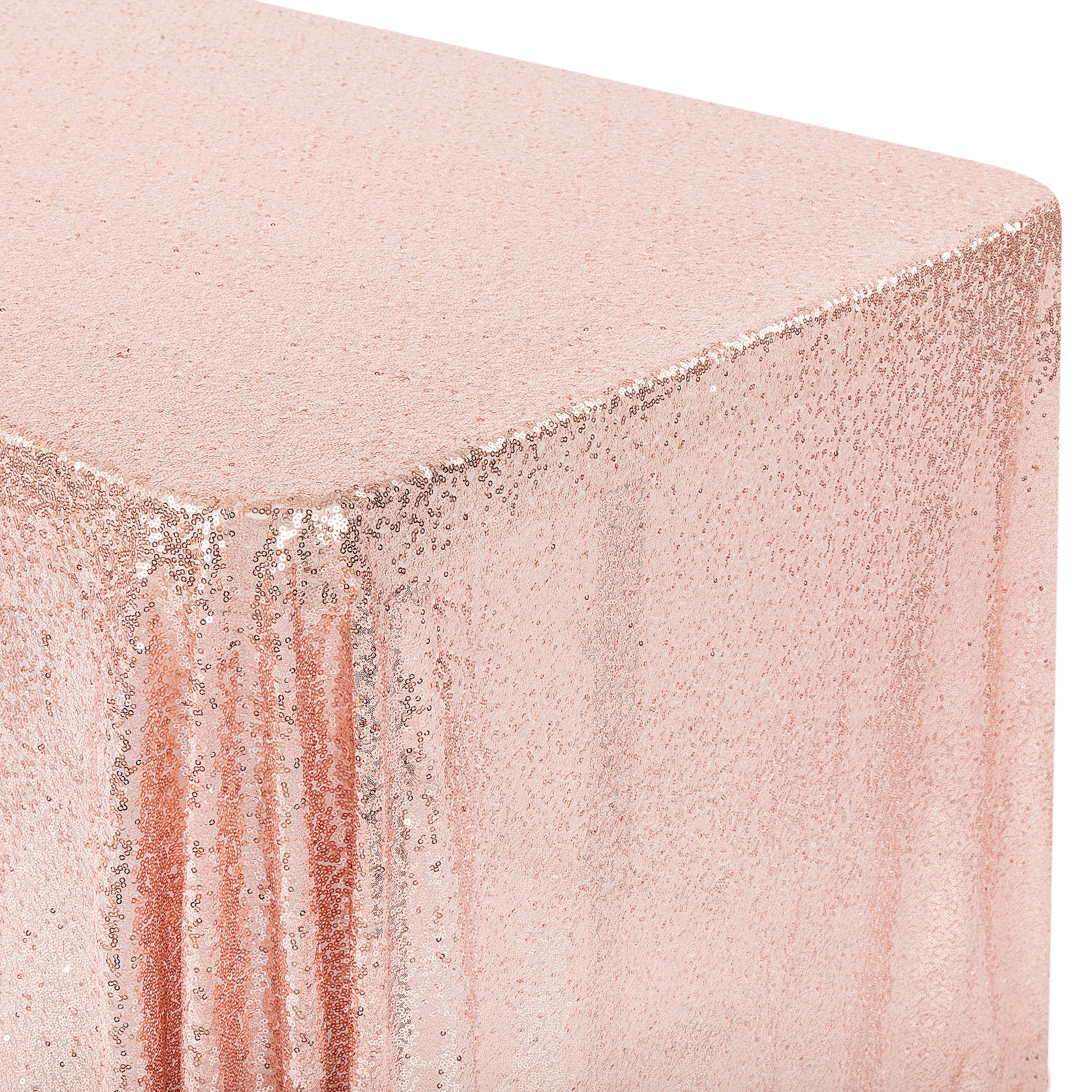 Glitz Sequin Mesh Net Tablecloth 90"x156" Rectangular - Blush/Rose Gold - Image 2