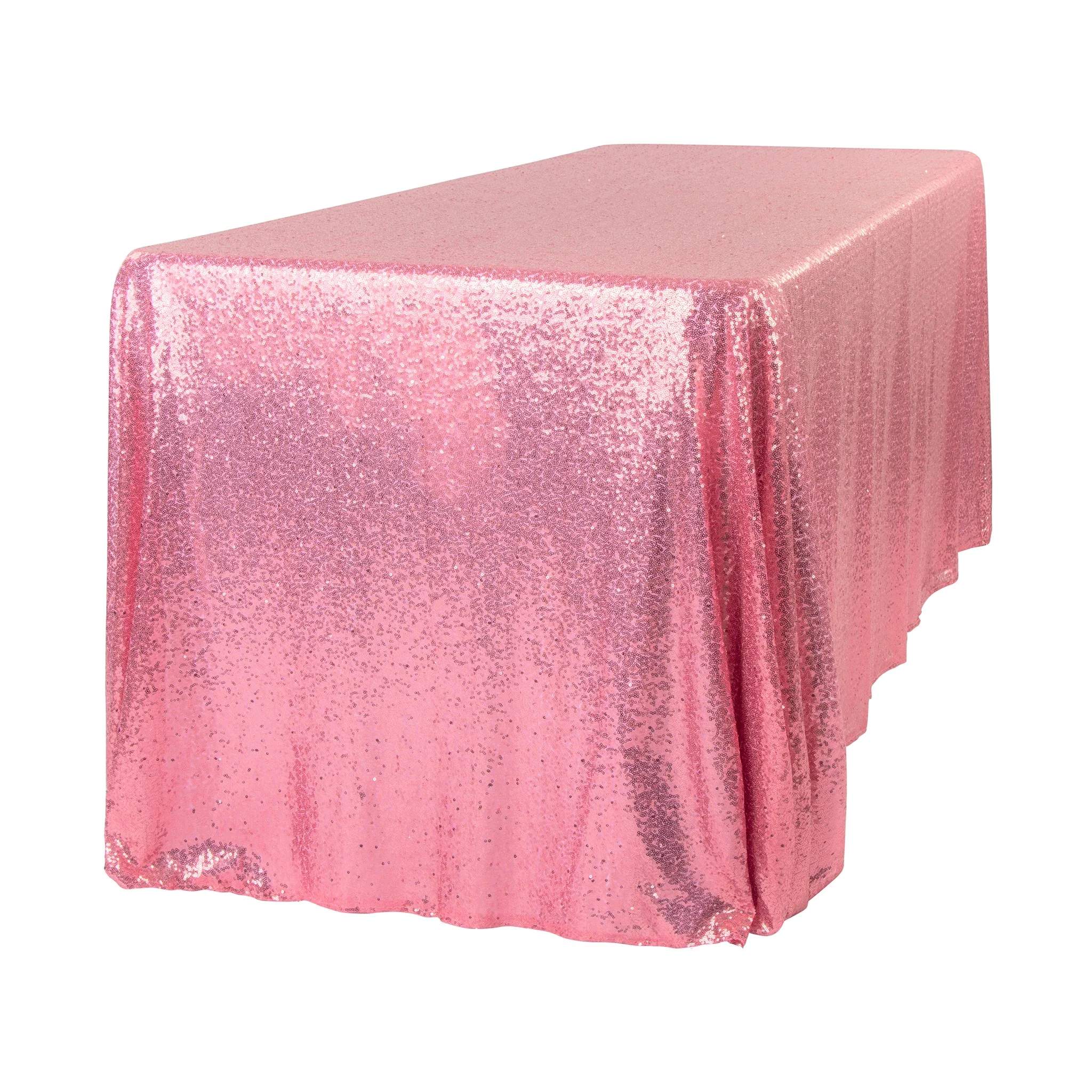 Glitz Sequin Mesh Net Tablecloth  90"x156" Rectangular -  Pink - Image 3
