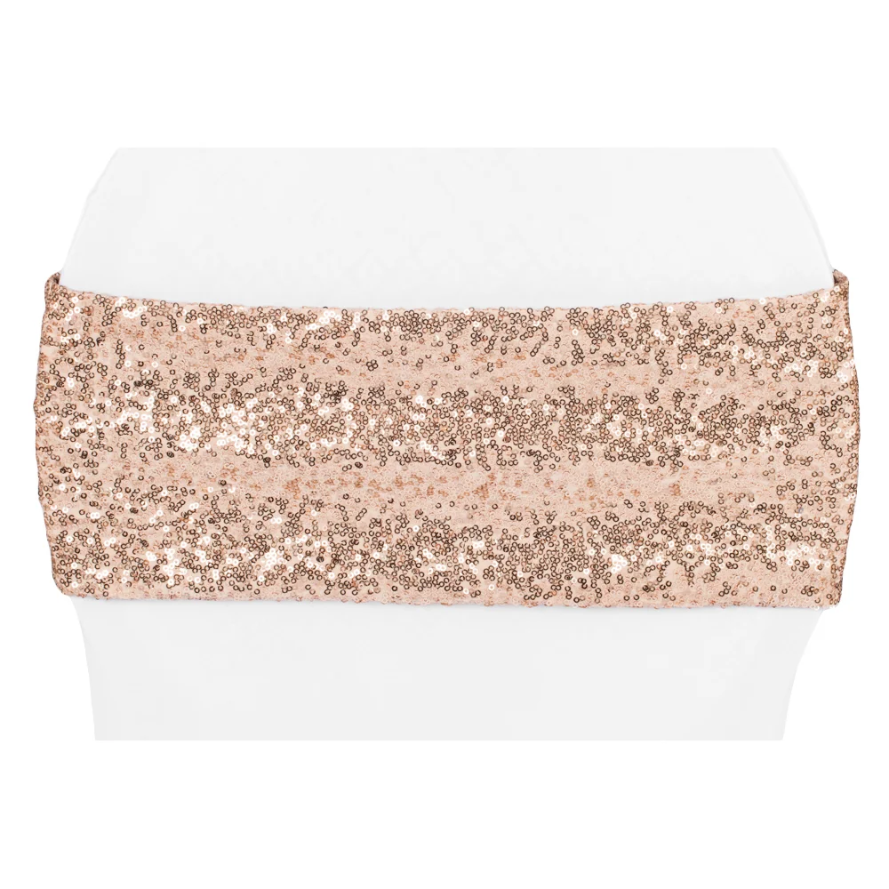 Glitz Sequin Spandex Chair Band - Blush/Rose Gold