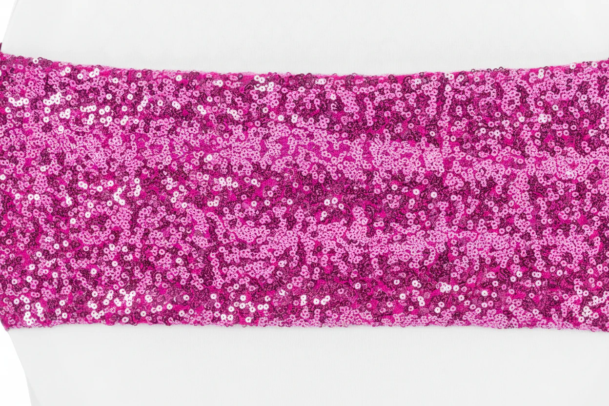 Glitz Sequin Spandex Chair Band - Fuchsia - Image 4