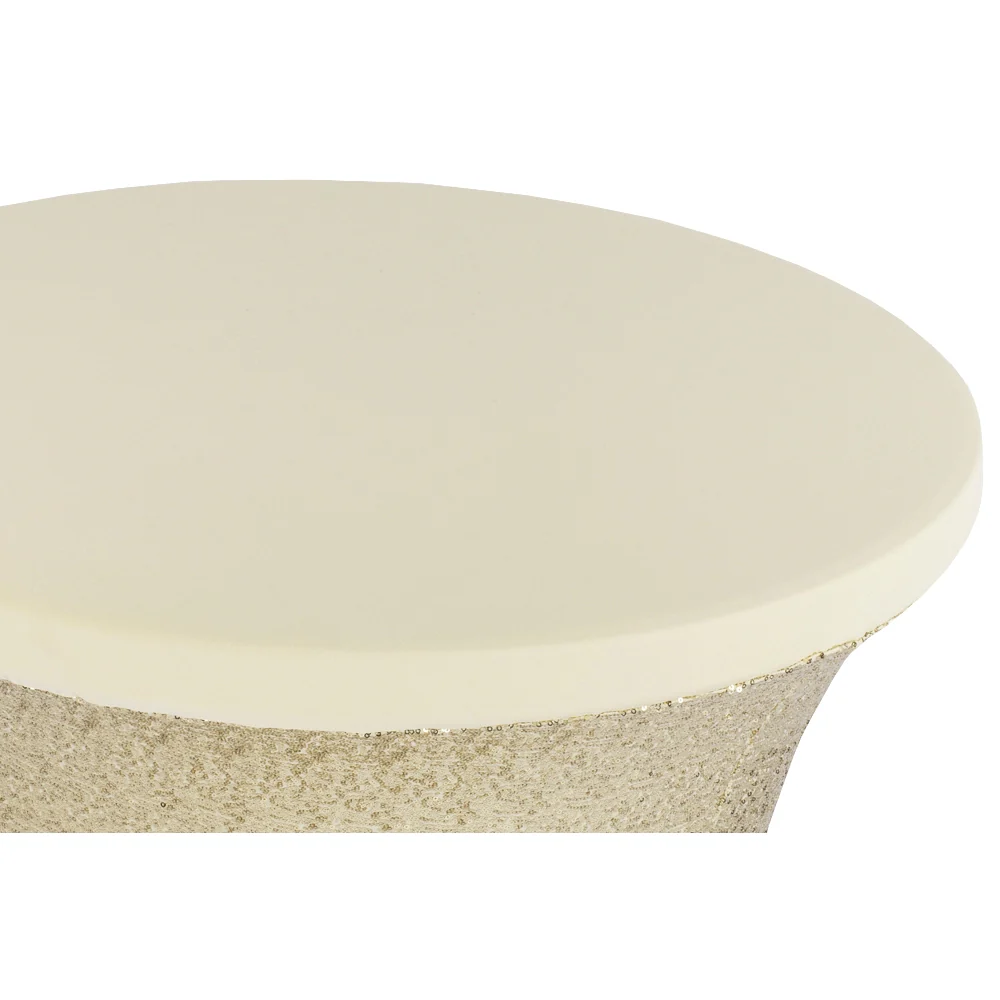 Glitz Sequin Spandex Cocktail Table Cover 30"-32" Round - Champagne - Image 2