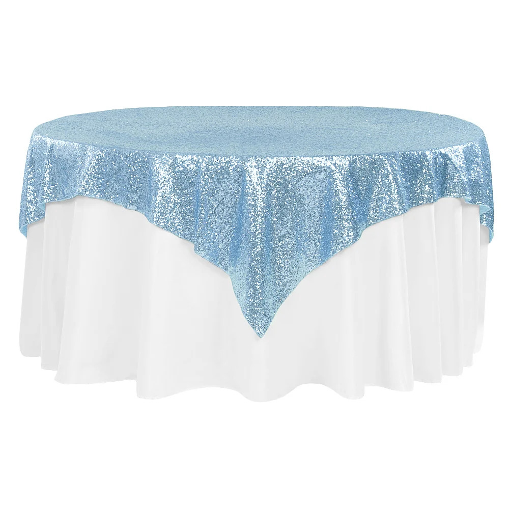 Glitz Sequin Table Overlay Topper 72"x72" Square - Baby Blue