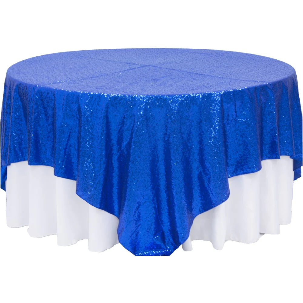 Glitz Sequin Table Overlay Topper 90"x90" Square - Royal Blue