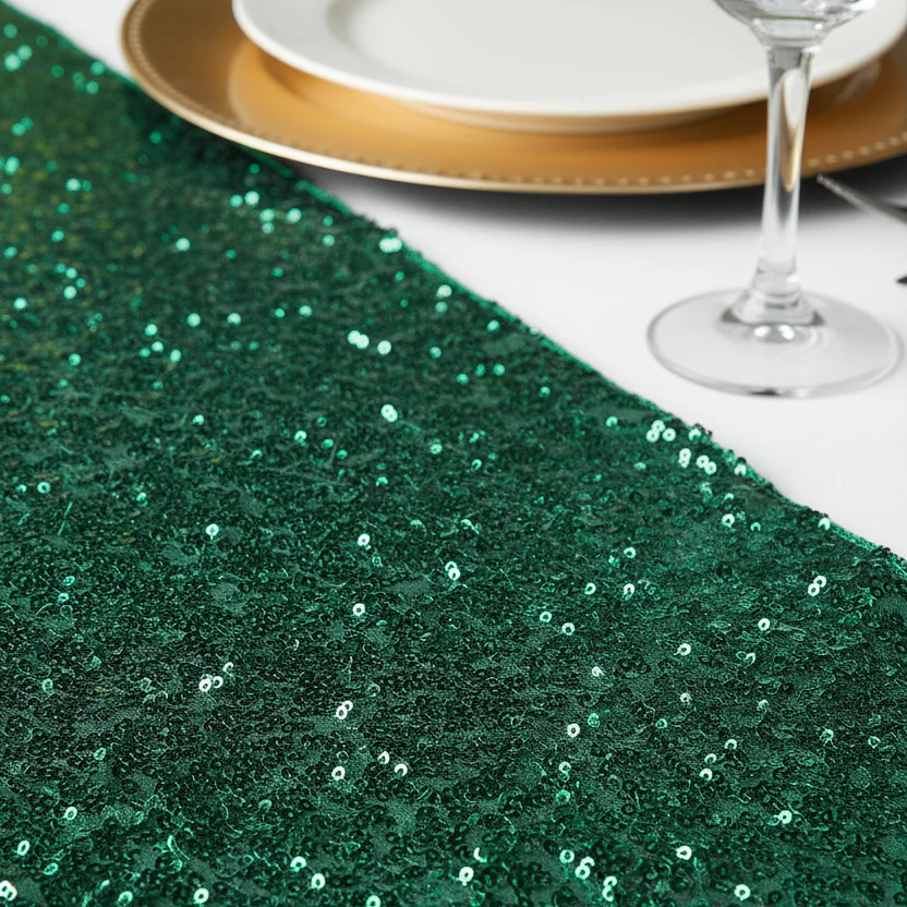 Glitz Sequin Table Runner - Emerald Green - Image 4