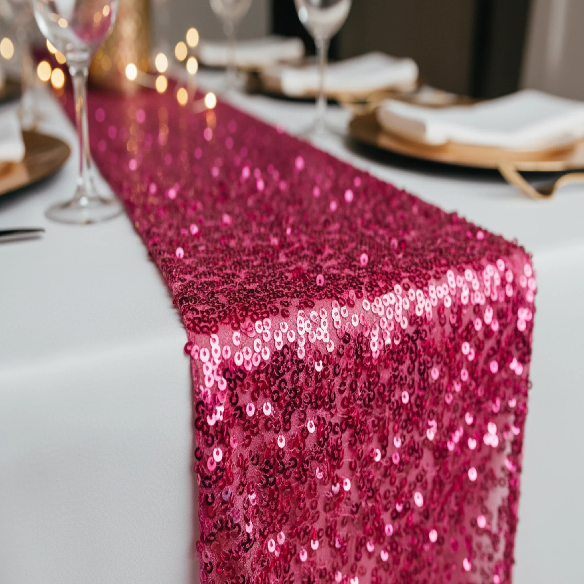 Glitz Sequin Table Runner - Fuchsia - Image 4