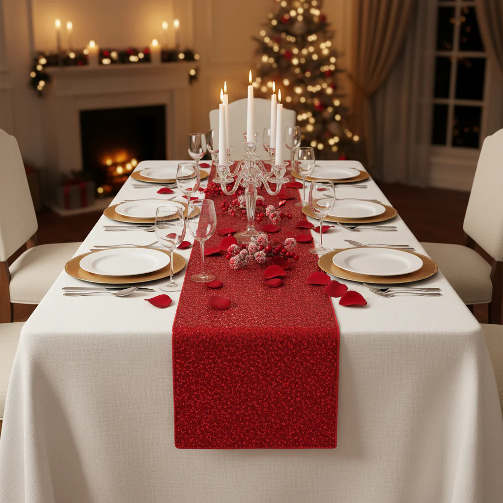 Glitz Sequin Table Runner - Red - Image 4