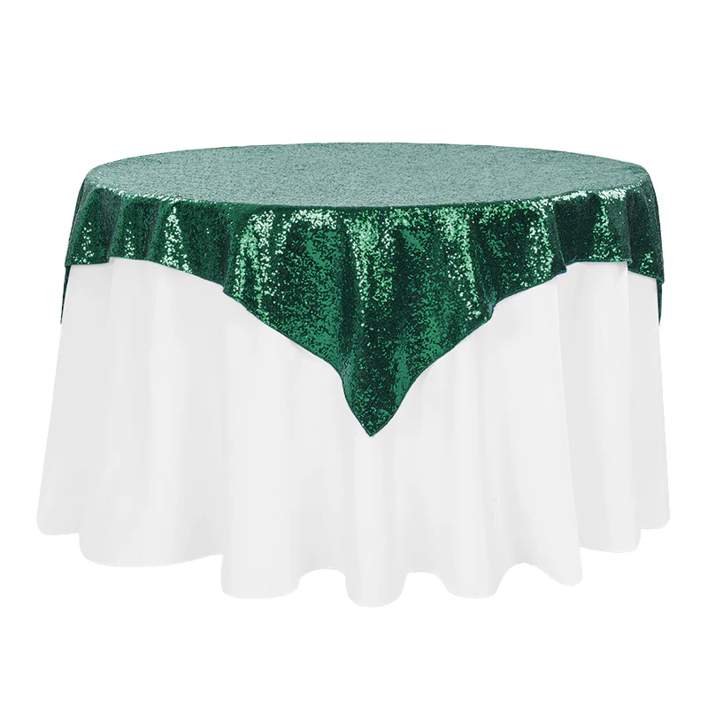 Glitz Sequin Tablecloth Overlay Topper 54"x54" Square - Emerald Green