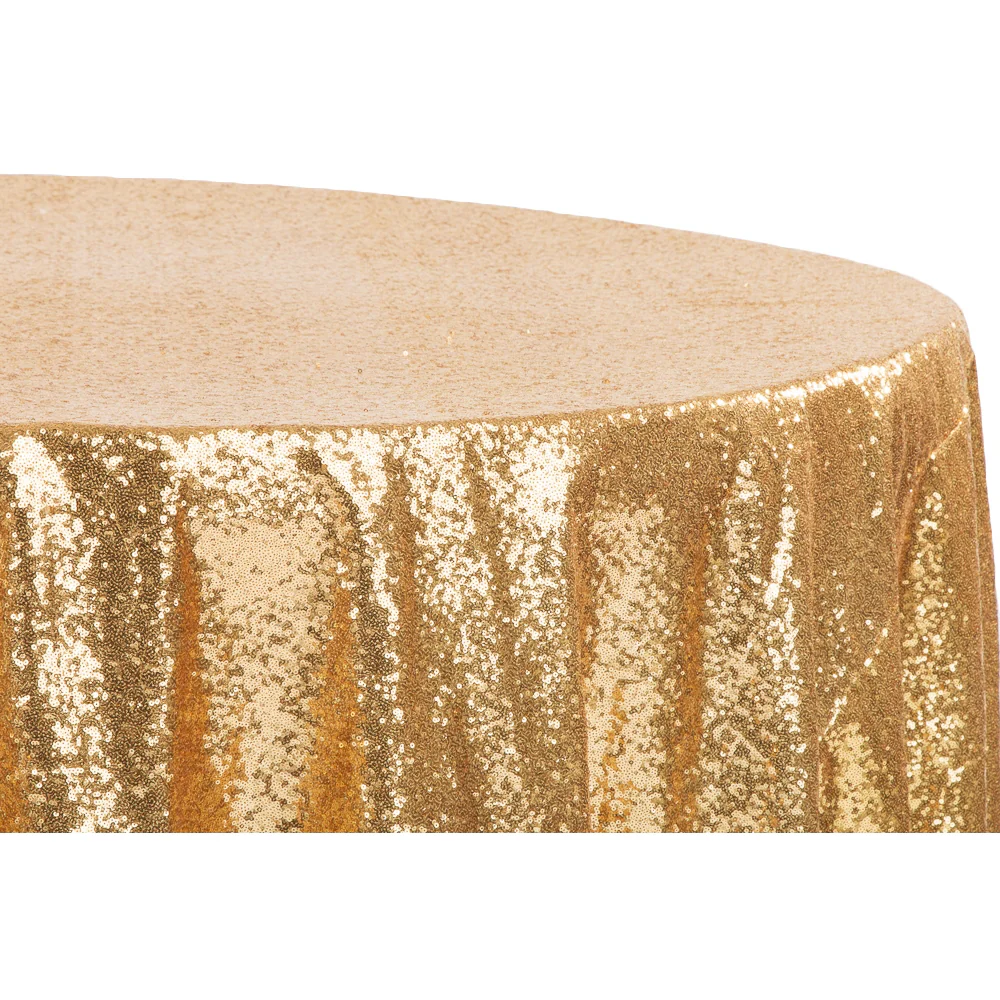 Glitz Sequins 108" Round Tablecloth - Gold - Image 4