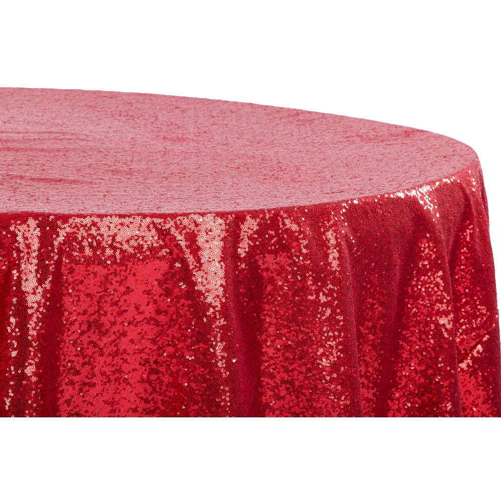 Glitz Sequins 120" Round Tablecloth - Apple Red - Image 4