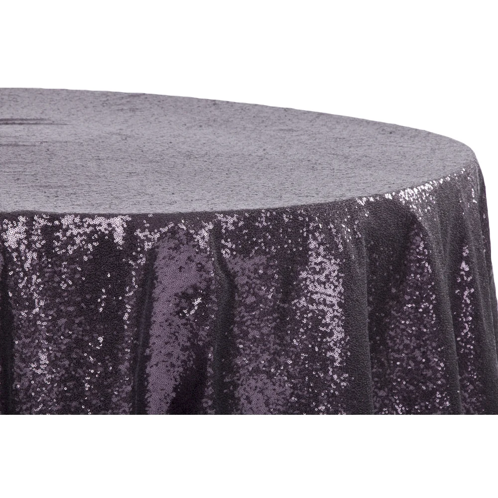 Glitz Sequins 120" Round Tablecloth - Eggplant/Plum - Image 3