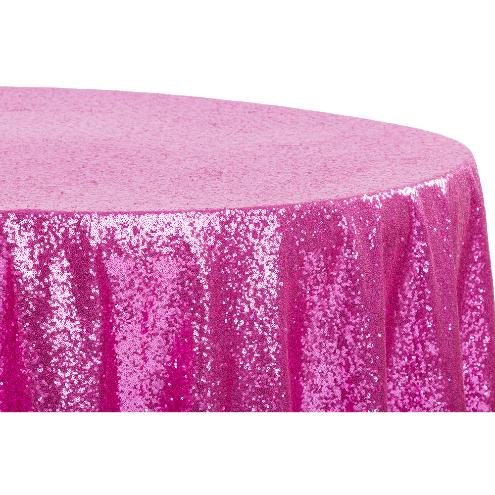 Glitz Sequins 120" Round Tablecloth - Fuchsia - Image 4