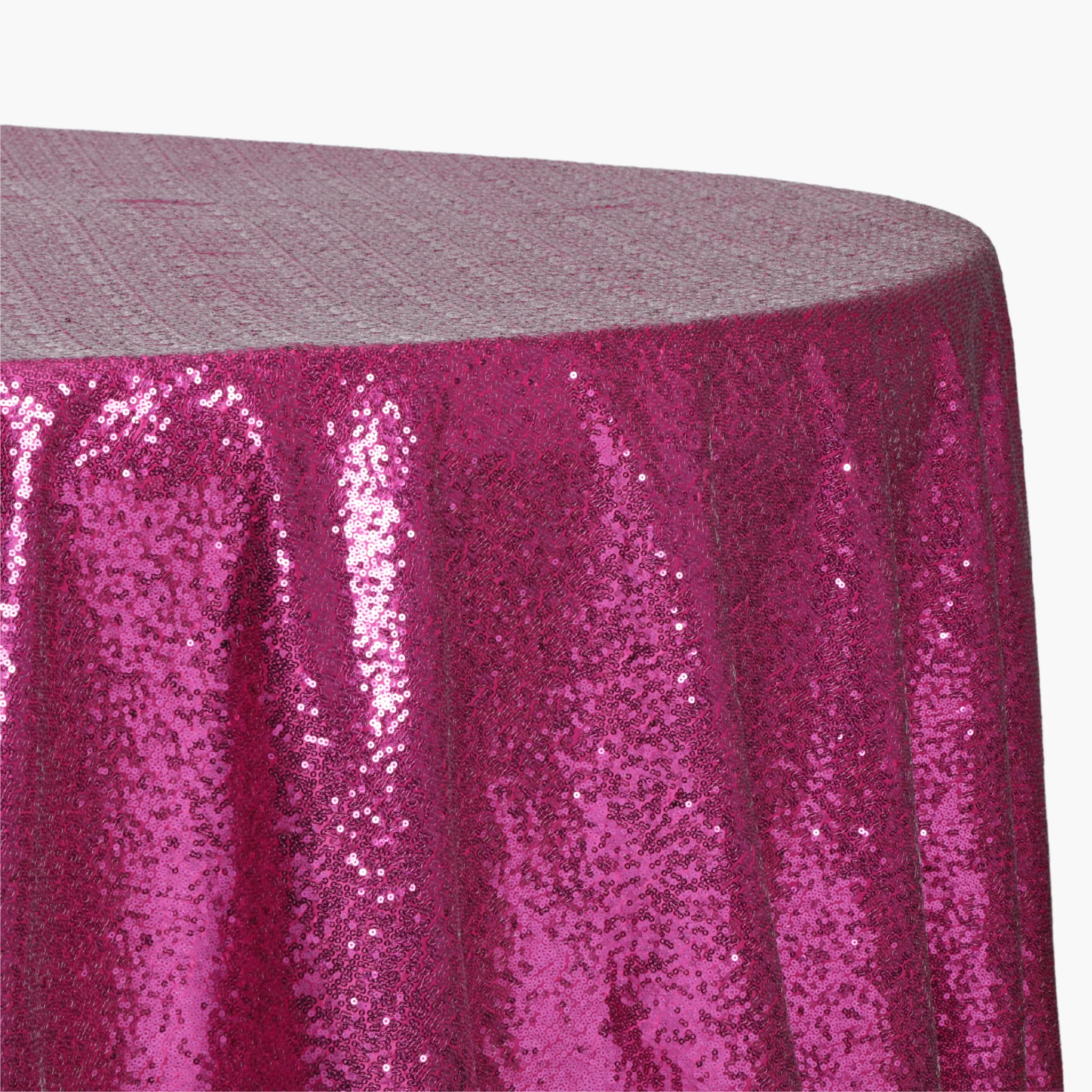 Glitz Sequins 120" Round Tablecloth - Magenta - Image 3