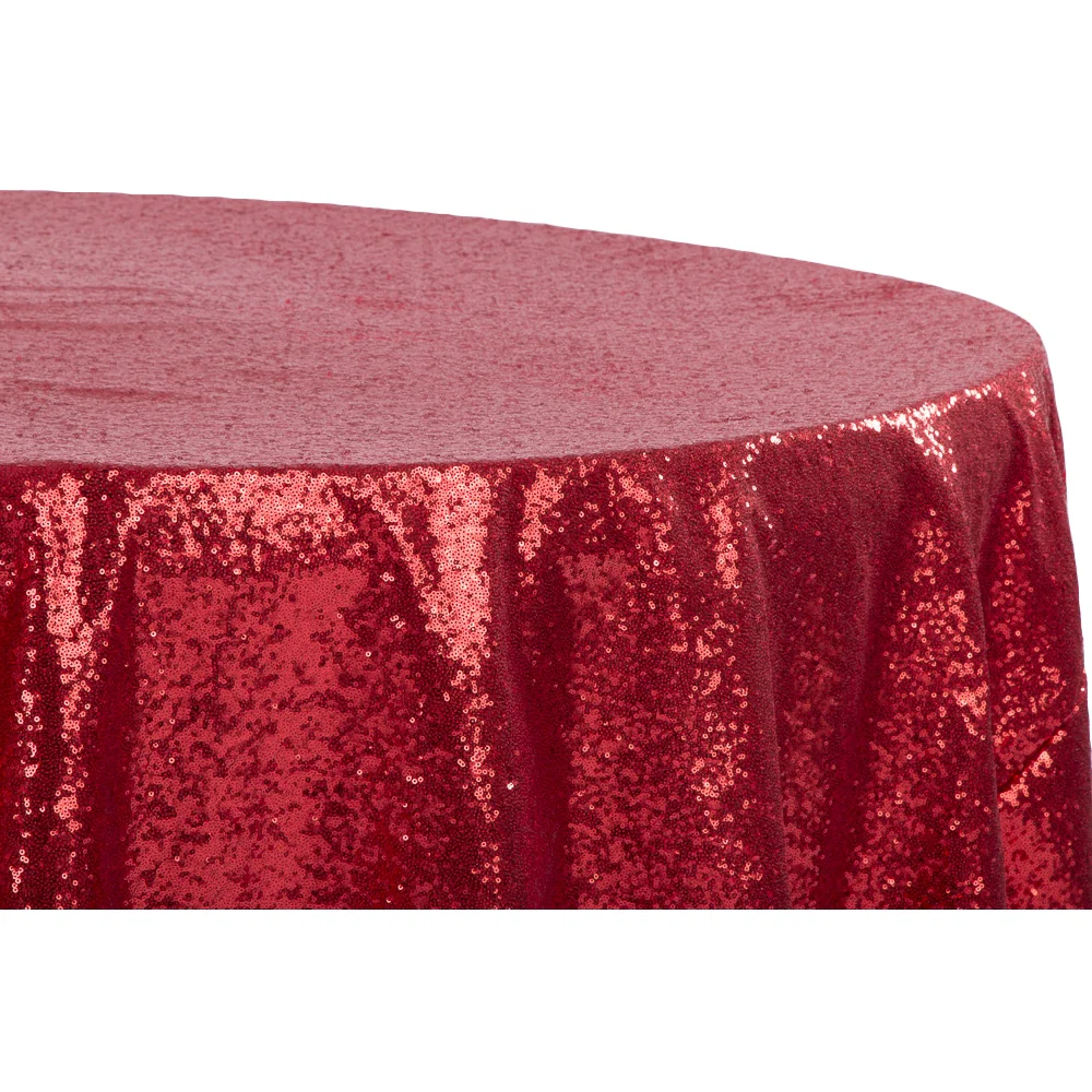 Glitz Sequins 120" Round Tablecloth - Red - Image 3