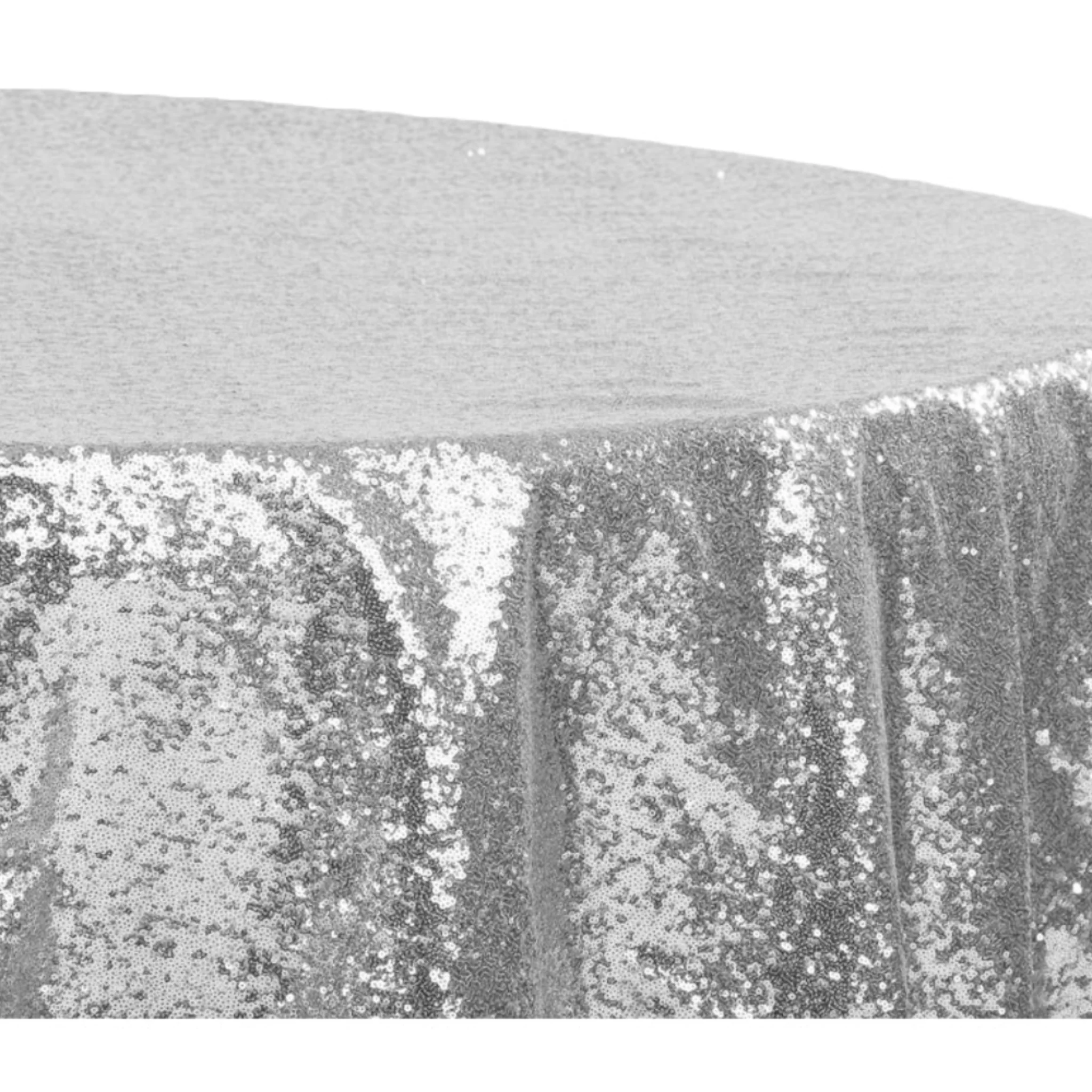 Glitz Sequins 120" Round Tablecloth - Silver - Image 4