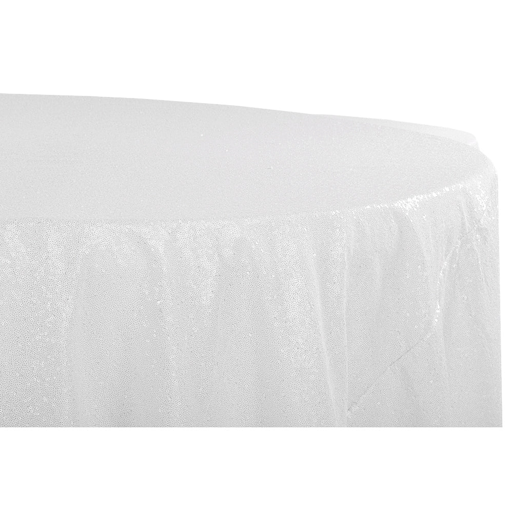 Glitz Sequins 120" Round Tablecloth - White - Image 4