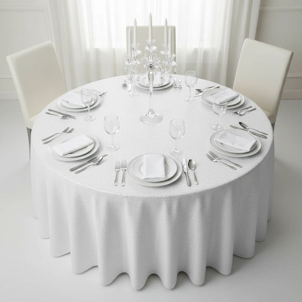 Glitz Sequins 120" Round Tablecloth - White - Image 5