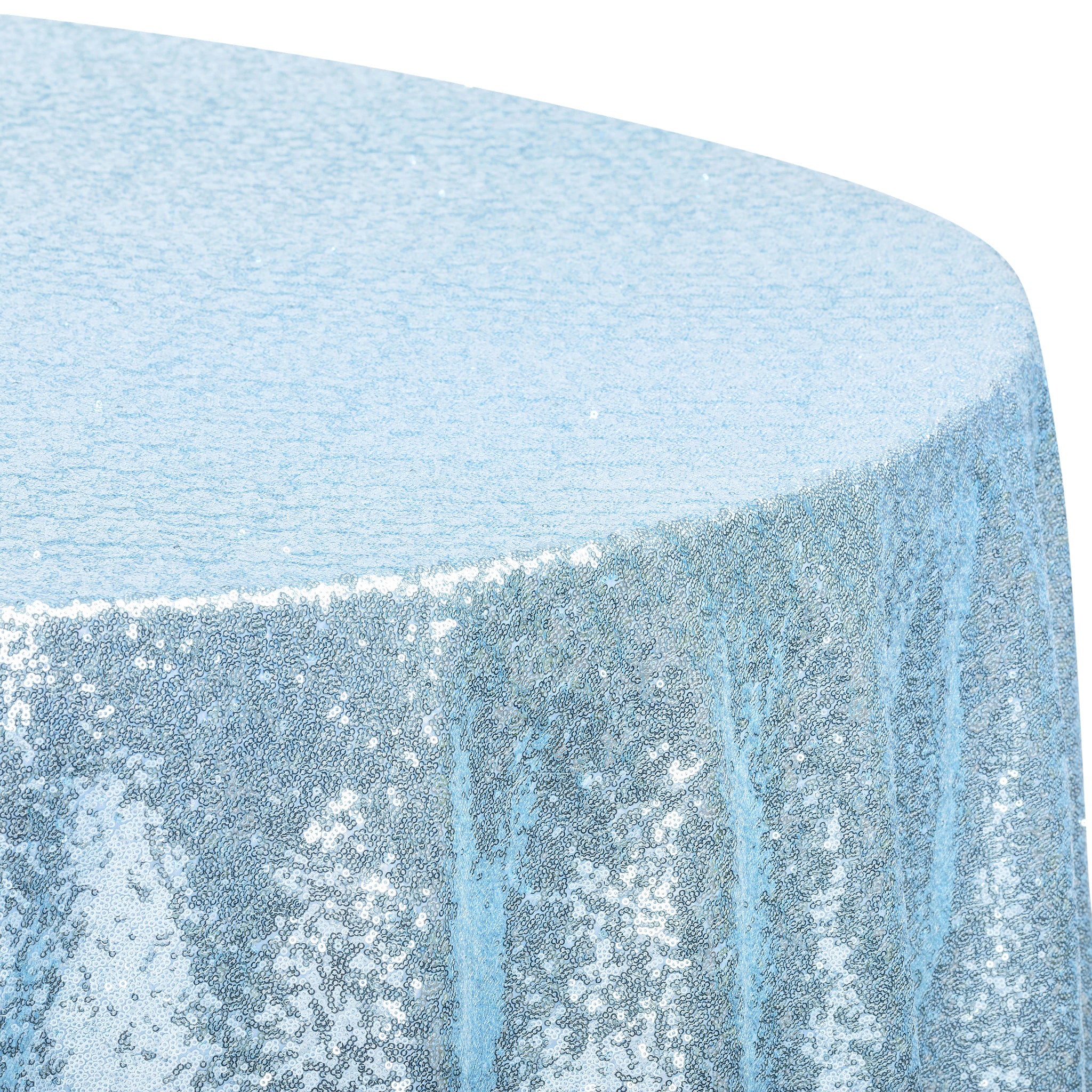 Glitz Sequins 132" Round Tablecloth - Baby Blue - Image 4