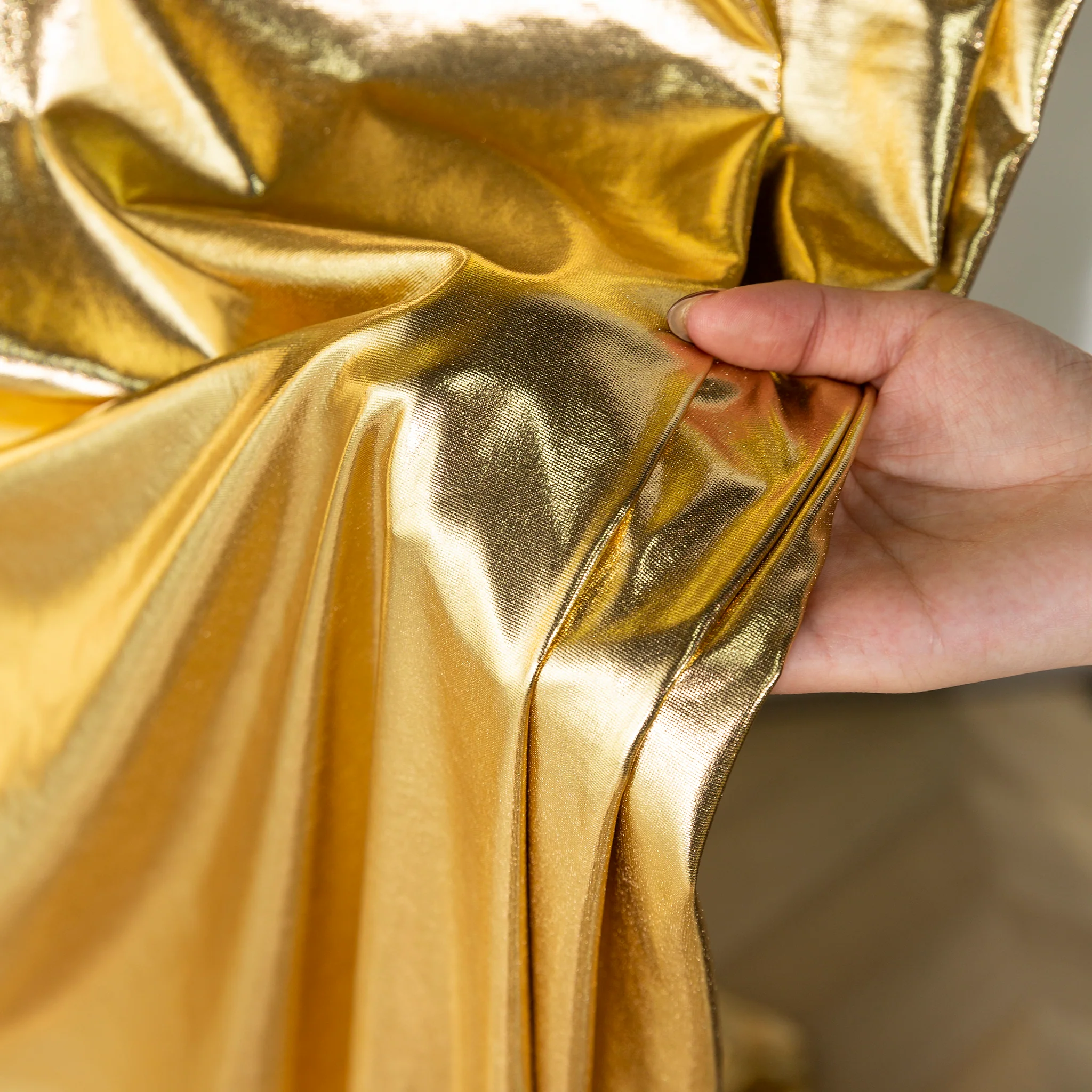 Metallic Gold Spandex Drape Curtain – 10ft x 60" Wrinkle-Free Backdrop Panel - Image 3