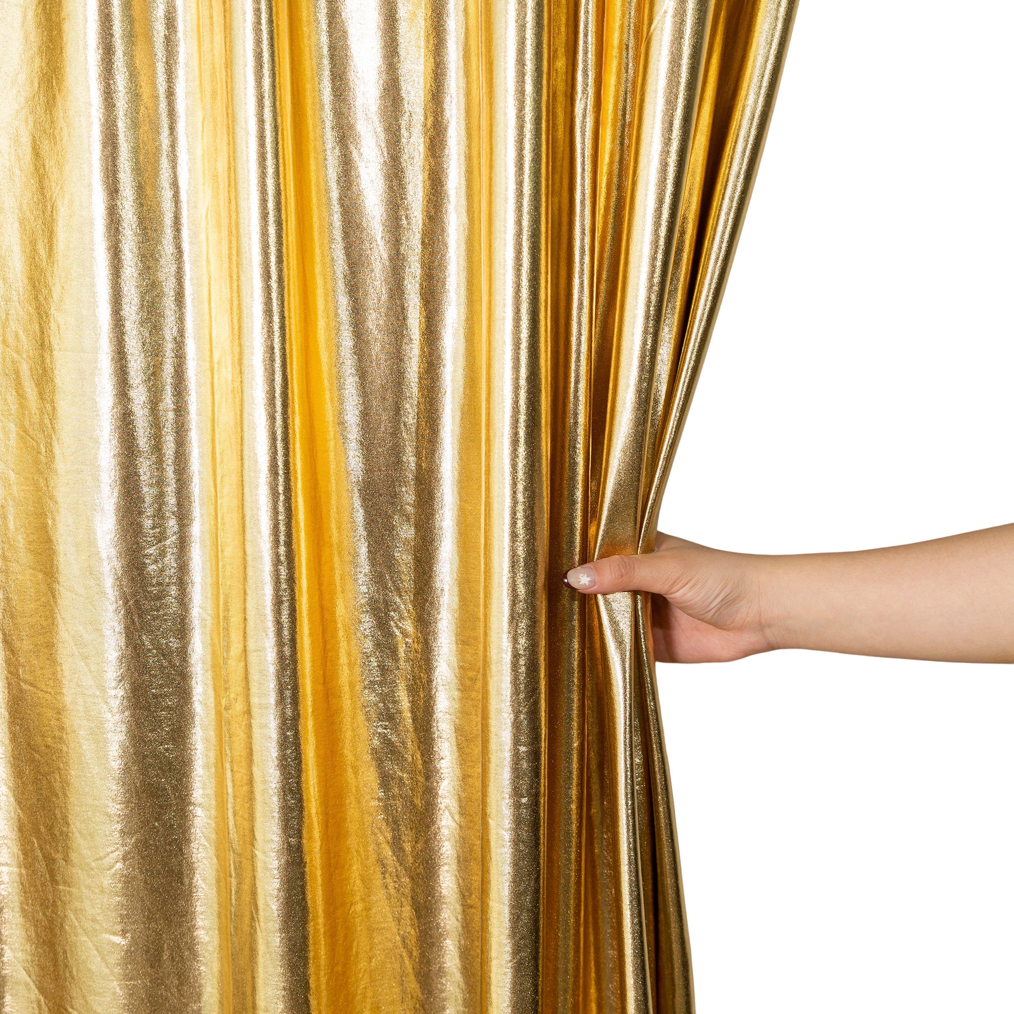 Metallic Gold Spandex Drape Curtain – 12ft x 60" Wrinkle-Free Backdrop Panel - Image 2