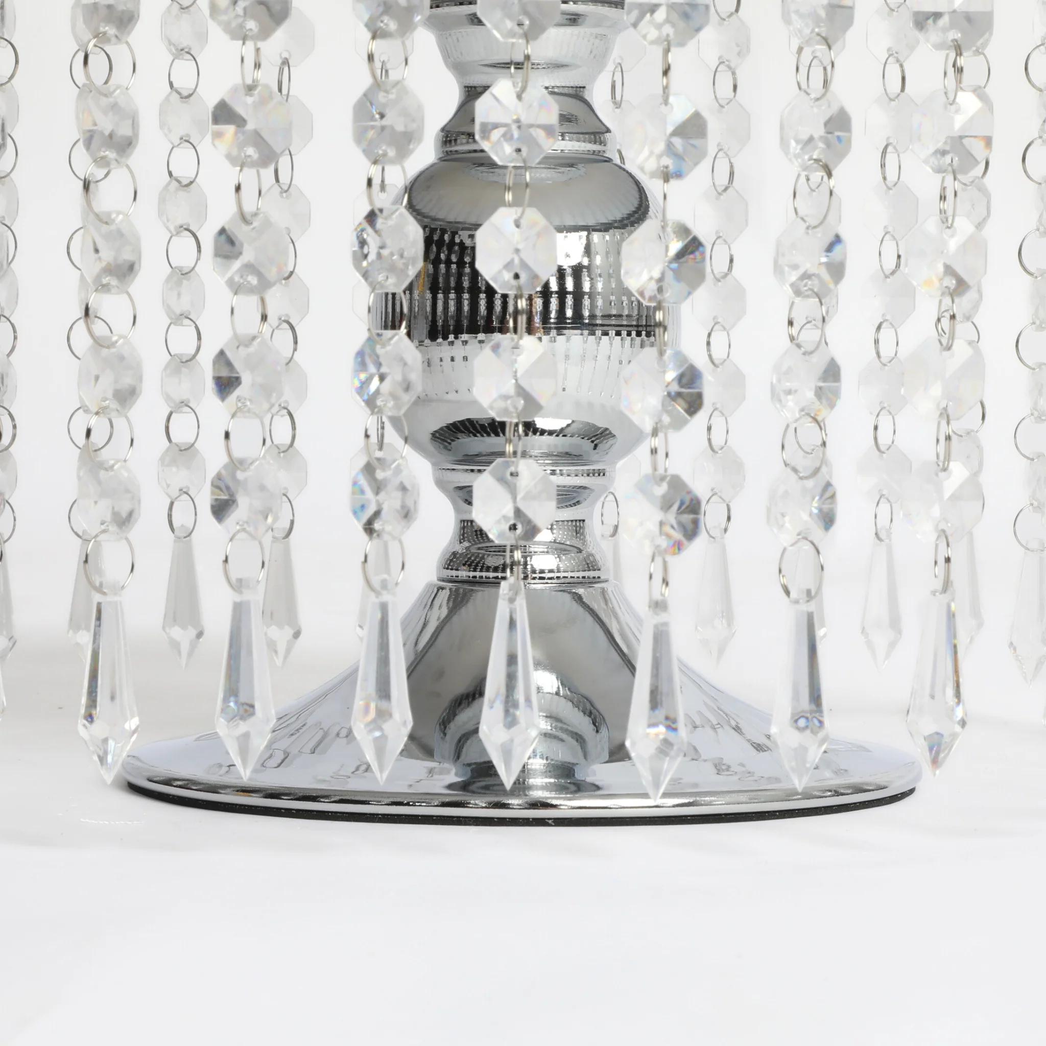 Hanging Crystal Cake Stand Pedestal Riser 12" Round - Silver - Image 5